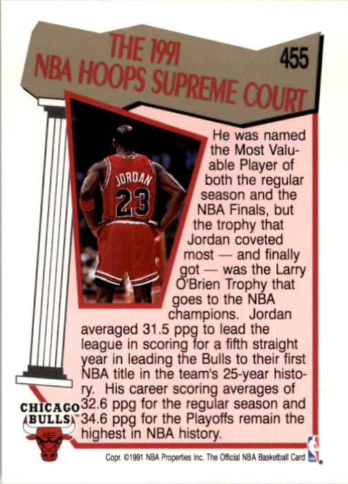 1991-92 Hoops #455 Michael Jordan SC back image