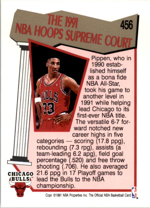 1991-92 Hoops #456 Scottie Pippen SC back image