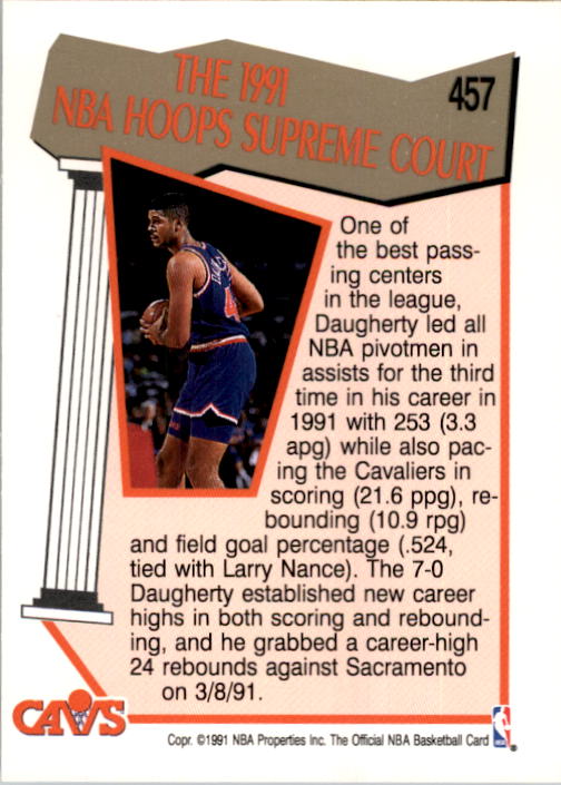 1991-92 Hoops #457 Brad Daugherty SC back image