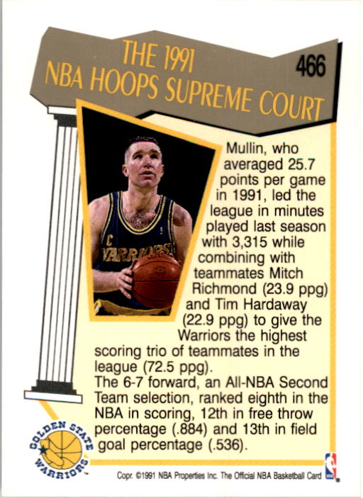 1991-92 Hoops #466 Chris Mullin SC back image