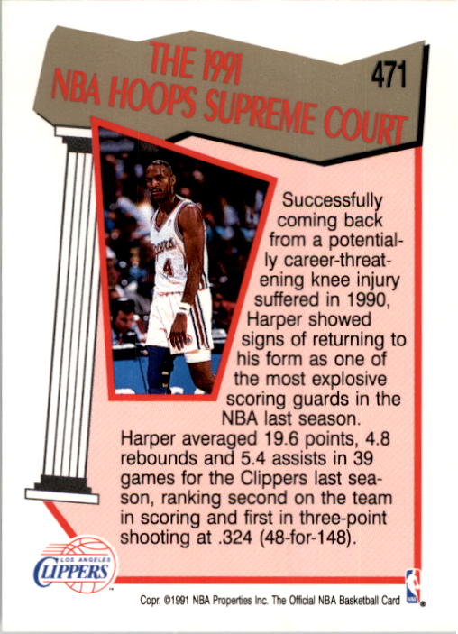 1991-92 Hoops #471 Ron Harper SC back image