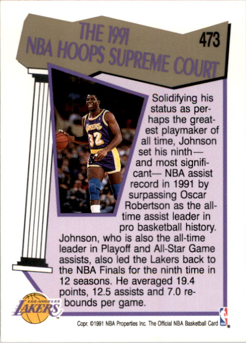 1991-92 Hoops #473 Magic Johnson SC back image