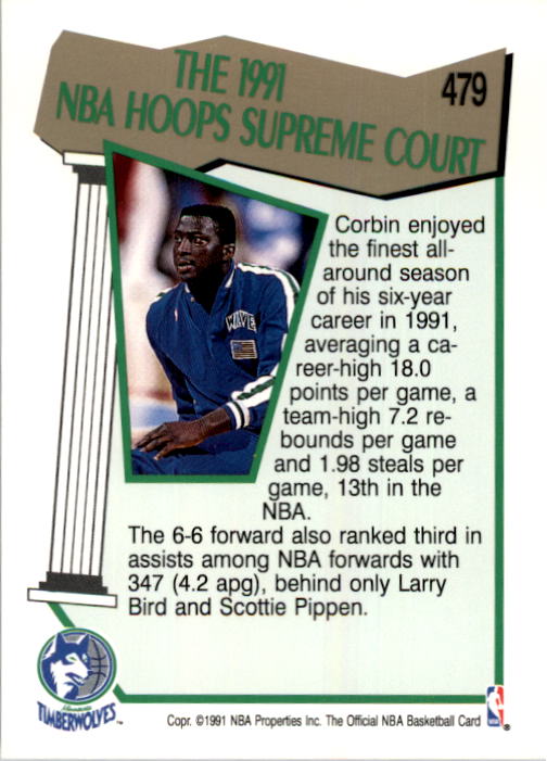 1991-92 Hoops #479 Tyrone Corbin SC back image
