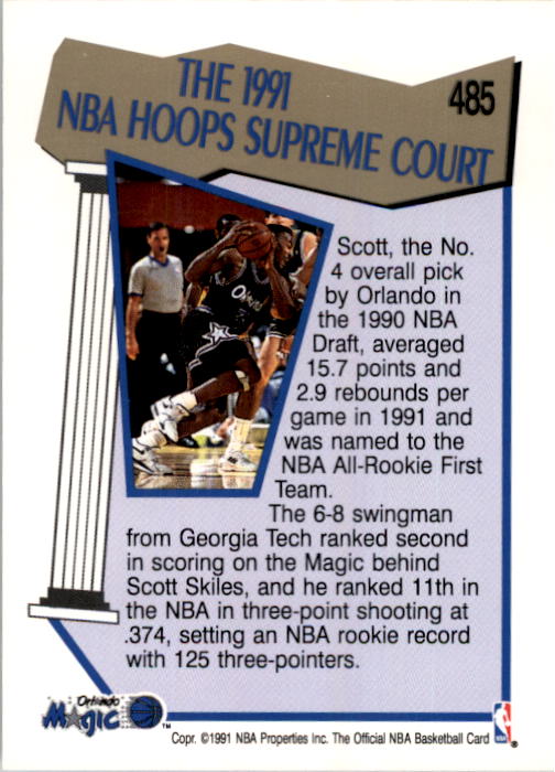 1991-92 Hoops #485 Dennis Scott SC back image