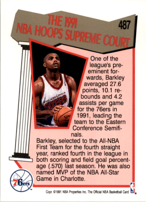 1991-92 Hoops #487 Charles Barkley SC back image