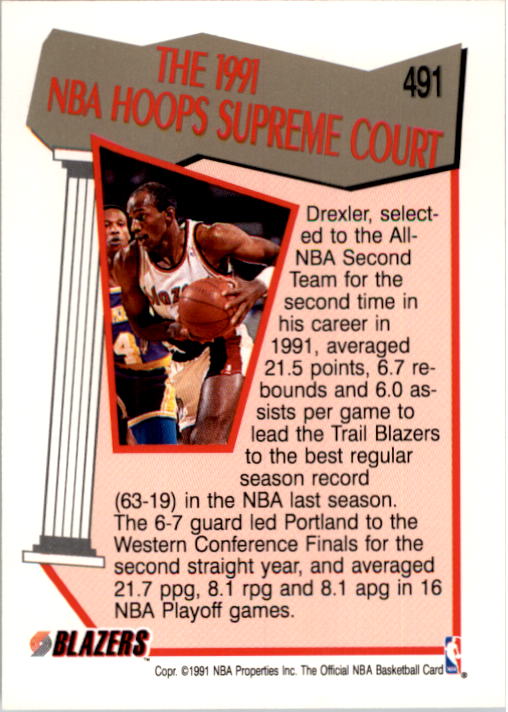 1991-92 Hoops #491 Clyde Drexler SC back image
