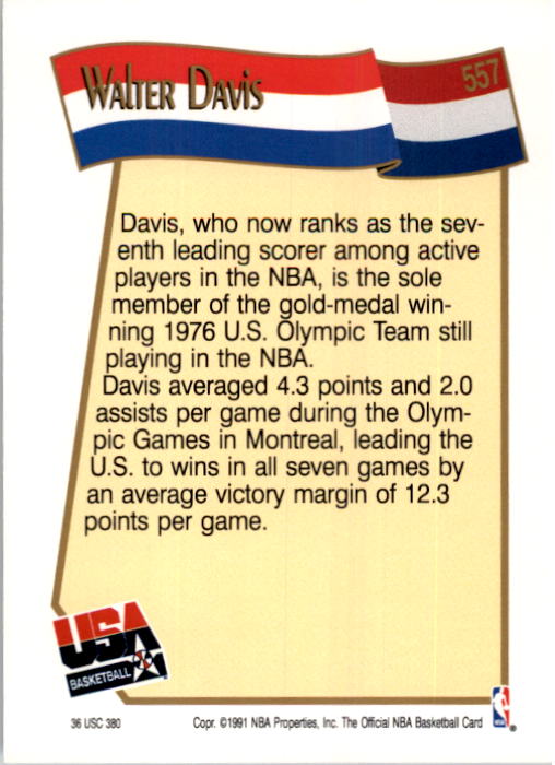 1991-92 Hoops #557 Walter Davis USA back image