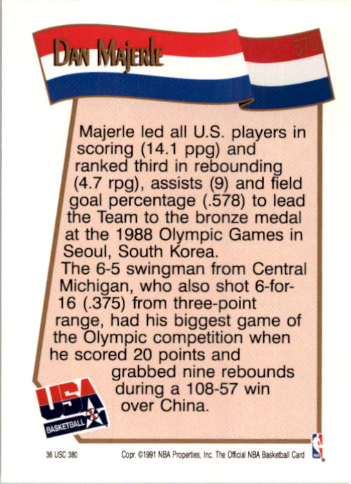 1991-92 Hoops #570 Dan Majerle USA back image