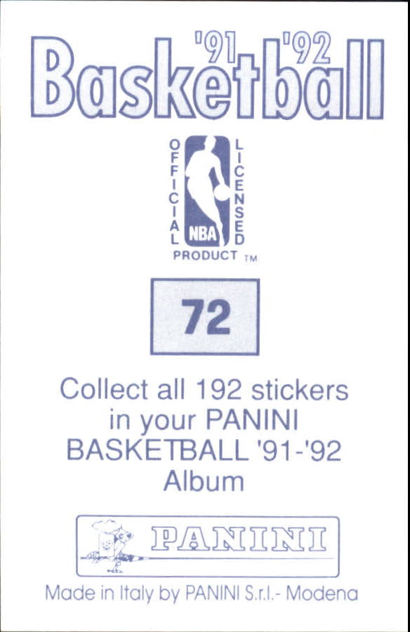 1991-92 Panini Stickers #72 Scott Skiles back image