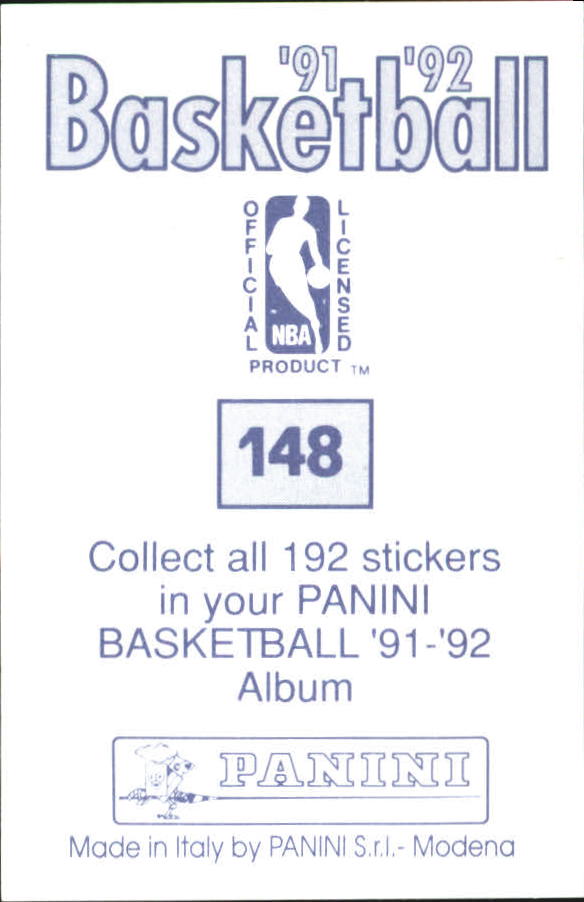1991-92 Panini Stickers #148 Brian Shaw back image