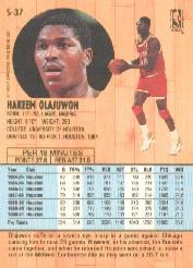 1991-92 Fleer Tony's Pizza #37 Hakeem Olajuwon back image