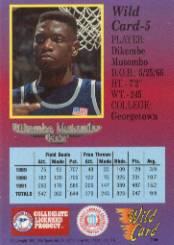 1991-92 Wild Card #5B Dikembe Mutombo back image