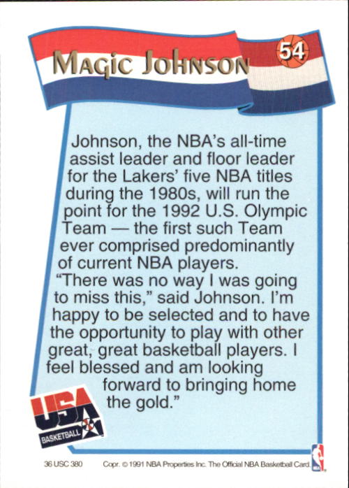 1991-92 Hoops McDonald's #54 Magic Johnson USA back image