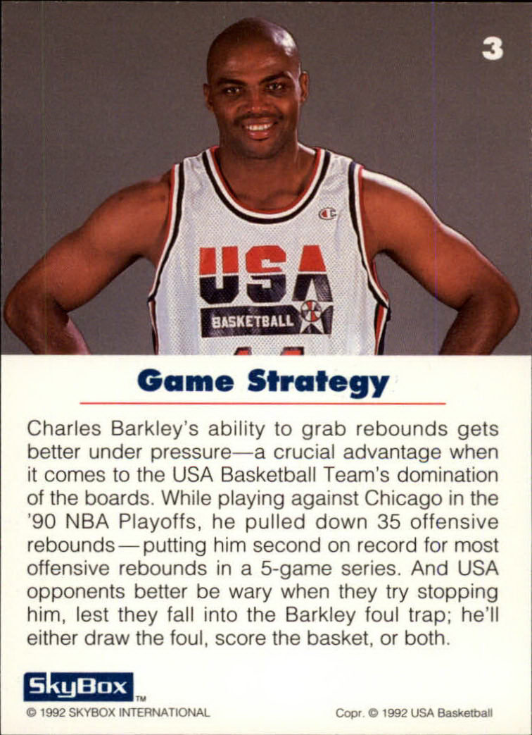 1992 SkyBox USA #3 Charles Barkley/Game Strategy back image