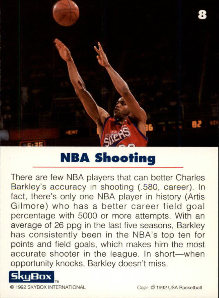 1992 SkyBox USA #8 Charles Barkley/NBA Shooting back image