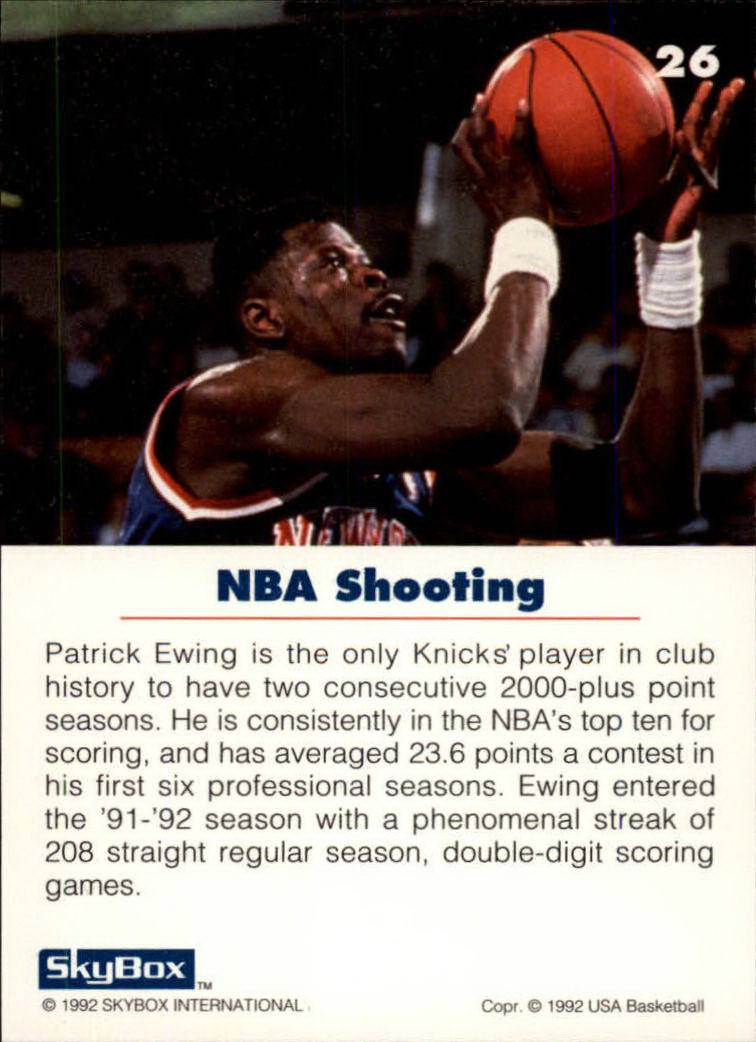 1992 SkyBox USA #26 Patrick Ewing/NBA Shooting - NM-MT - Ziggy's Eastpointe  Sportscards | Beckett Marketplace