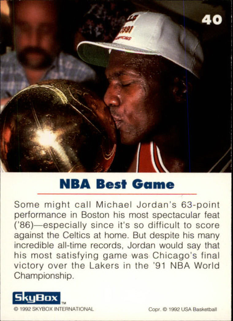 1992 SkyBox USA #40 Michael Jordan/NBA Best Game back image