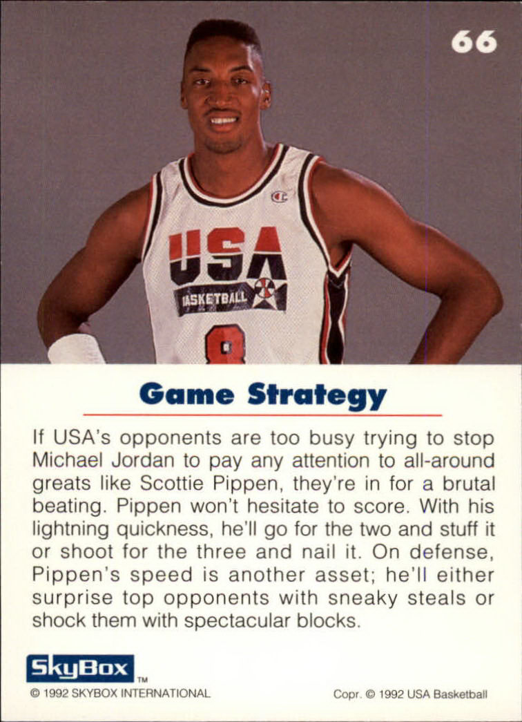 1992 SkyBox USA #66 Scottie Pippen/Game Strategy back image