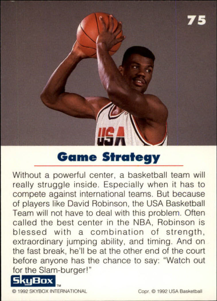 1992 SkyBox USA #75 David Robinson/Game Strategy back image
