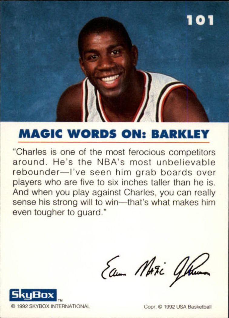 1992 SkyBox USA #101 Magic on Barkley back image