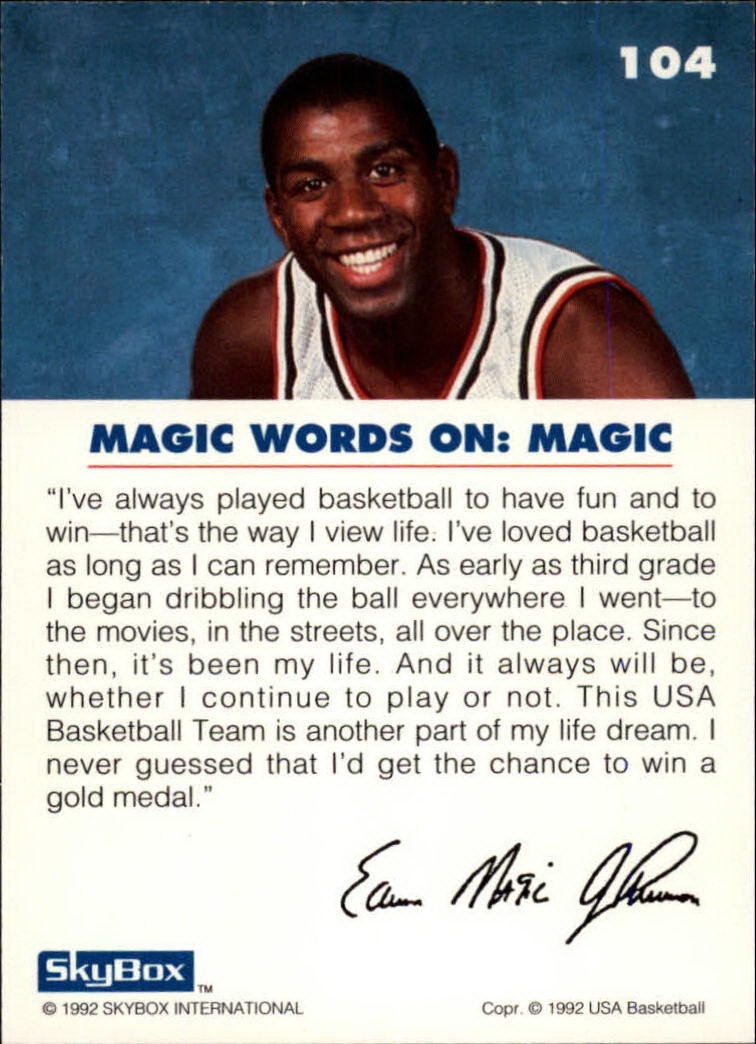 1992 SkyBox USA #104 Magic on Magic back image