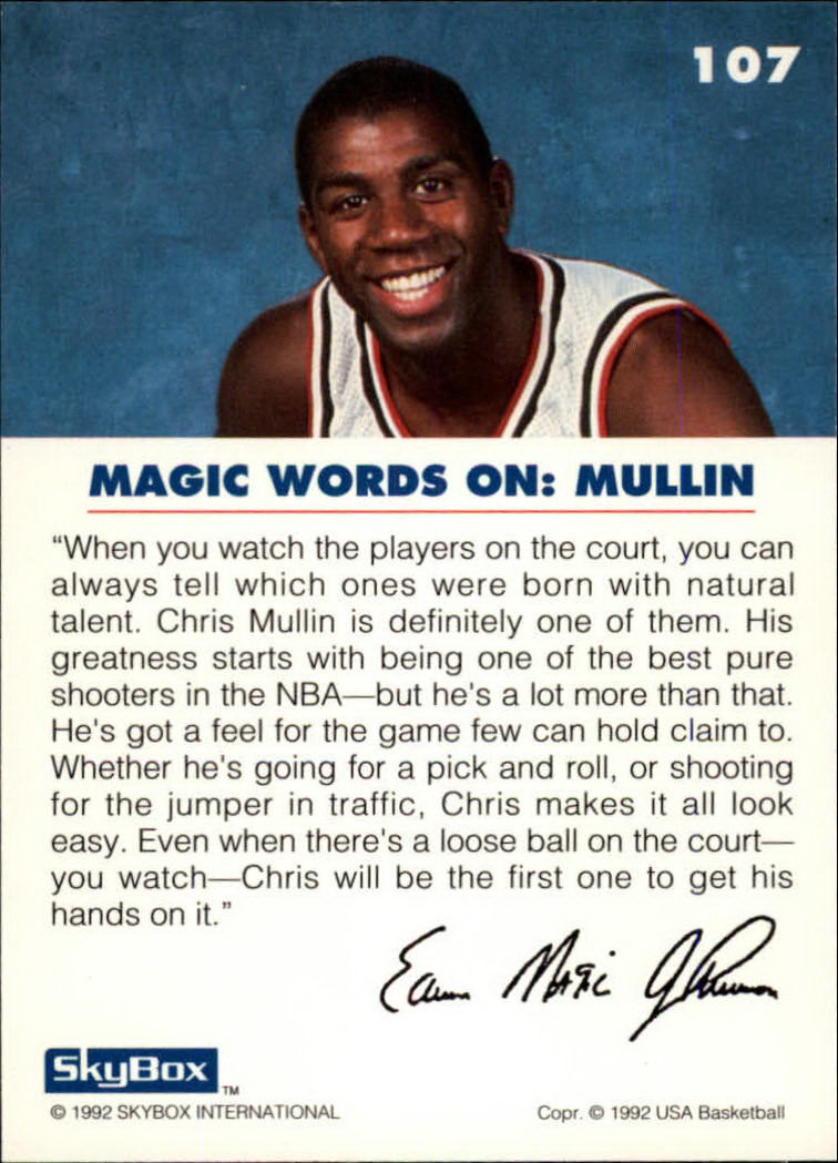 1992 SkyBox USA #107 Magic on Mullin back image