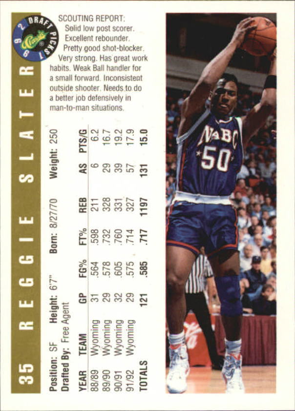 1992 Classic Gold #35 Reggie Slater back image