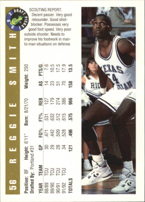 1992 Classic Gold #56 Reggie Smith back image
