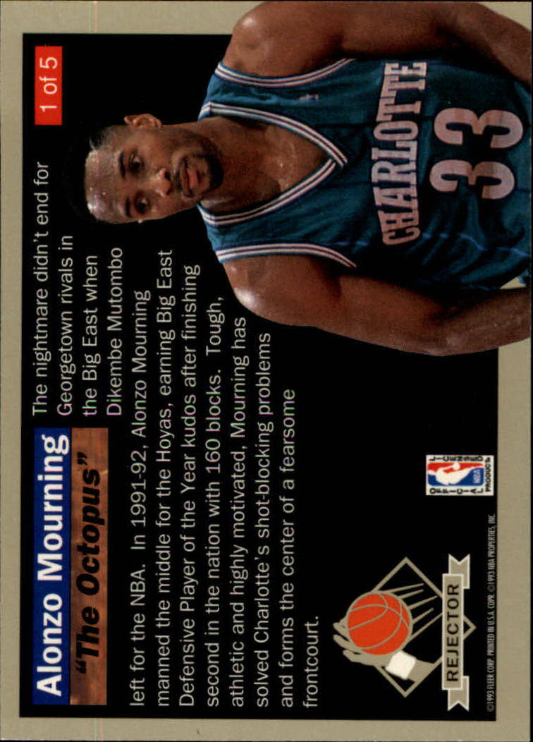 1992-93 Ultra Rejectors #1 Alonzo Mourning back image