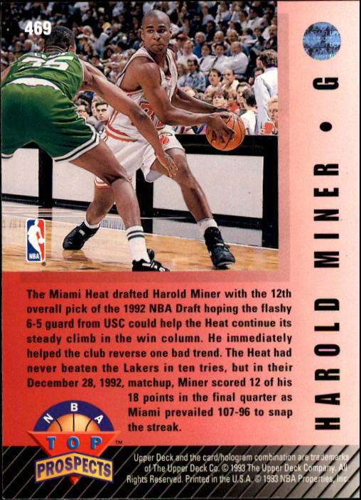 1992 Front Row Dream Picks #51 Harold Miner/College Stats - NM-MT - Ziggy's  Eastpointe Sportscards