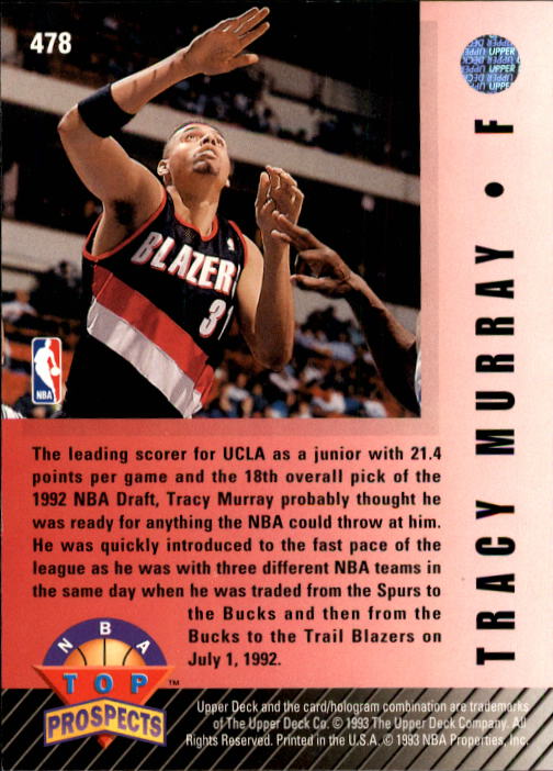 1992-93 Upper Deck #478 Tracy Murray TP back image