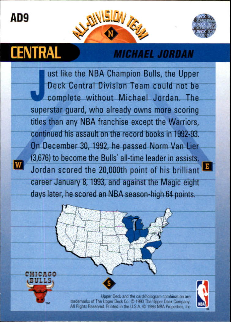 1992-93 Upper Deck All-Division #AD9 Michael Jordan back image