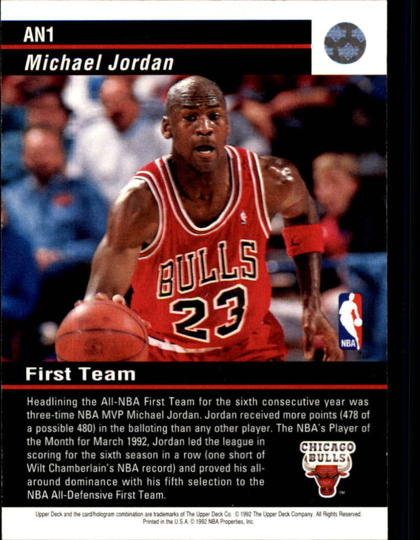 1992-93 Upper Deck All-NBA #AN1 Michael Jordan ! back image