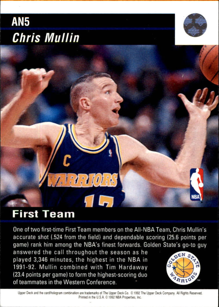 1992-93 Upper Deck All-NBA #AN5 Chris Mullin back image