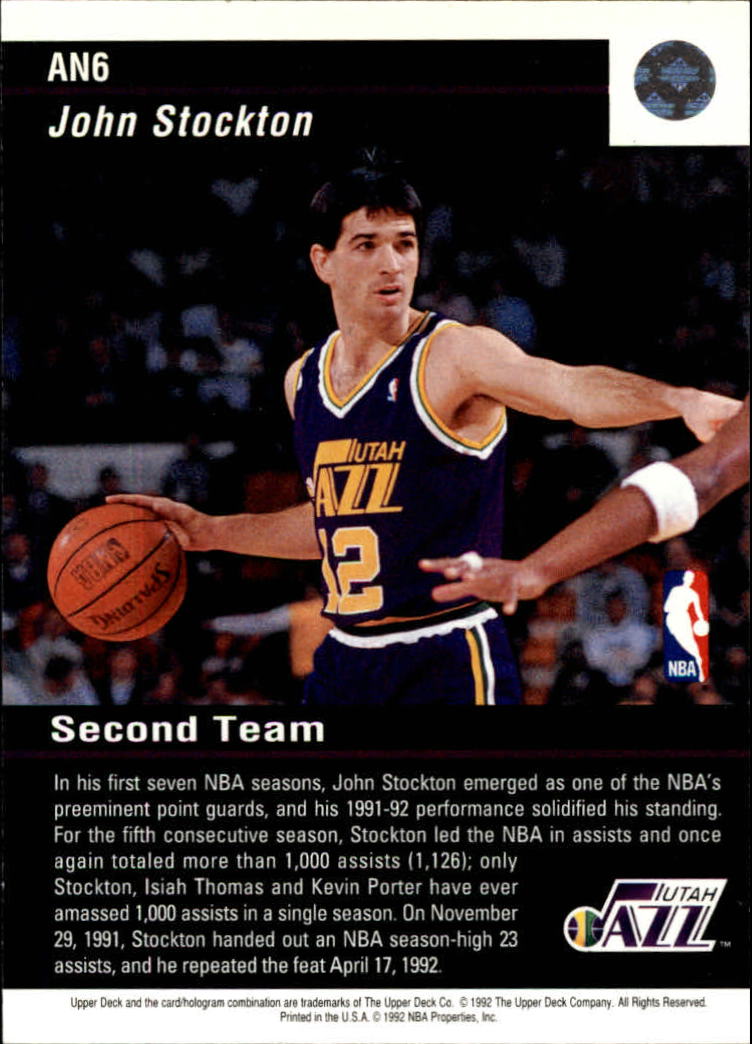 1992-93 Upper Deck All-NBA #AN6 John Stockton back image