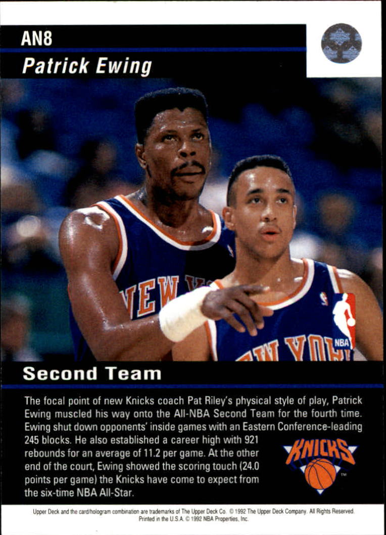 1992-93 Upper Deck All-NBA #AN8 Patrick Ewing back image