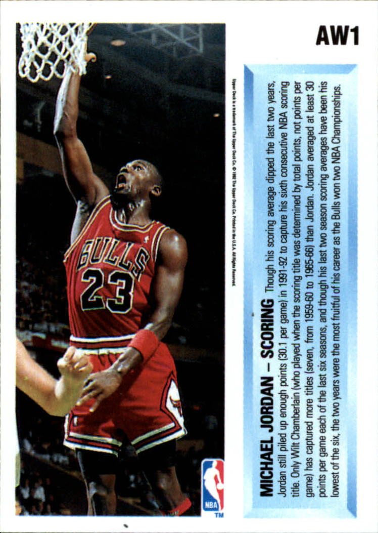 1992-93 Upper Deck Award Winner Holograms #AW1 Michael Jordan/Scoring back image