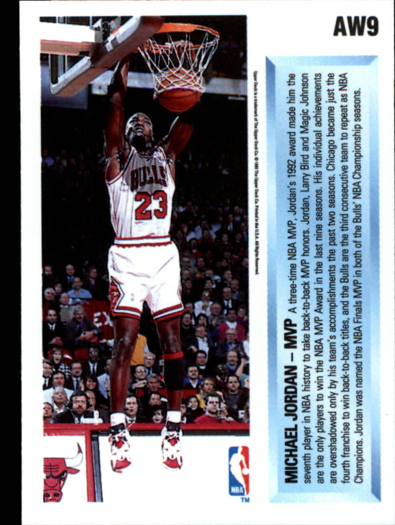 1992-93 Upper Deck Award Winner Holograms #AW9 Michael Jordan/Most Valuable Player back image