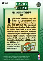 1992-93 Upper Deck Larry Bird Heroes #20 Larry Bird/1979-80 Rookie of the Year back image