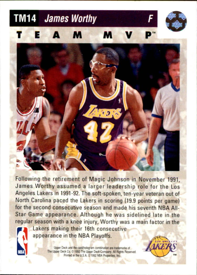 1992-93 Upper Deck Team MVPs #TM14 James Worthy back image