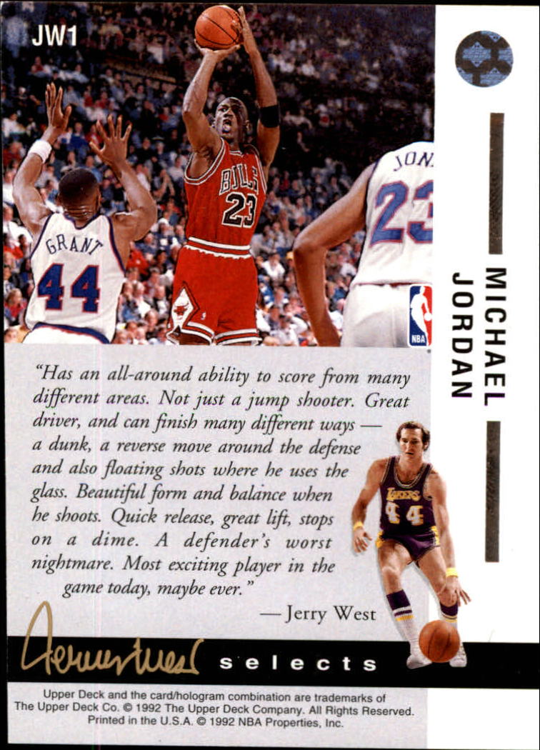 1992-93 Upper Deck Jerry West Selects #JW1 Michael Jordan/Best Shooter back image