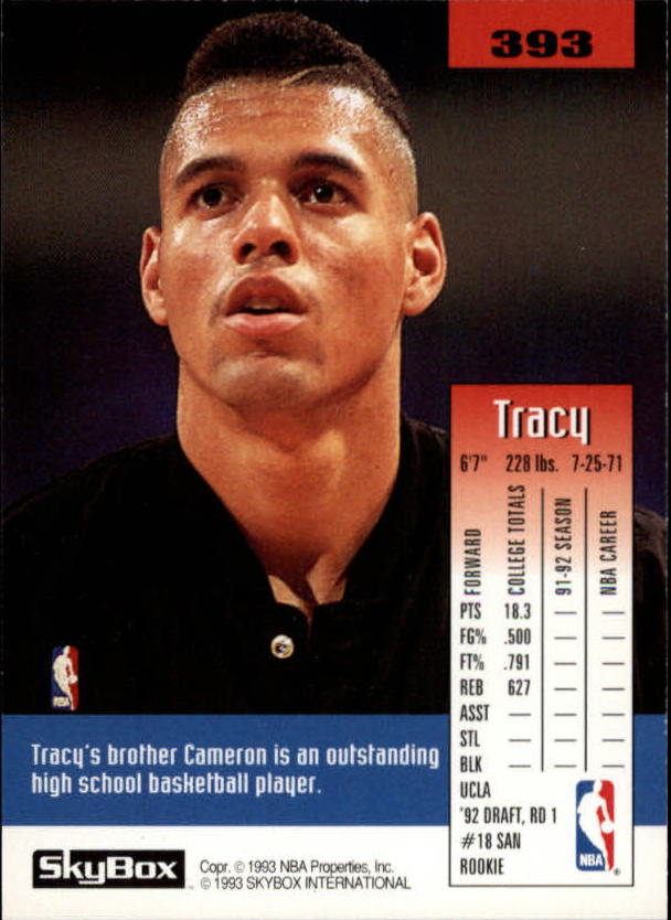 1992-93 SkyBox #393 Tracy Murray SP RC back image