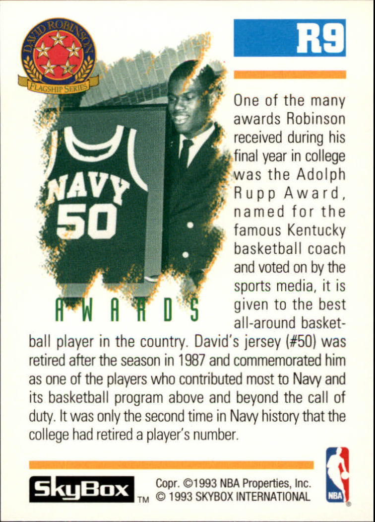 1992-93 SkyBox David Robinson #R9 David Robinson/Awards back image