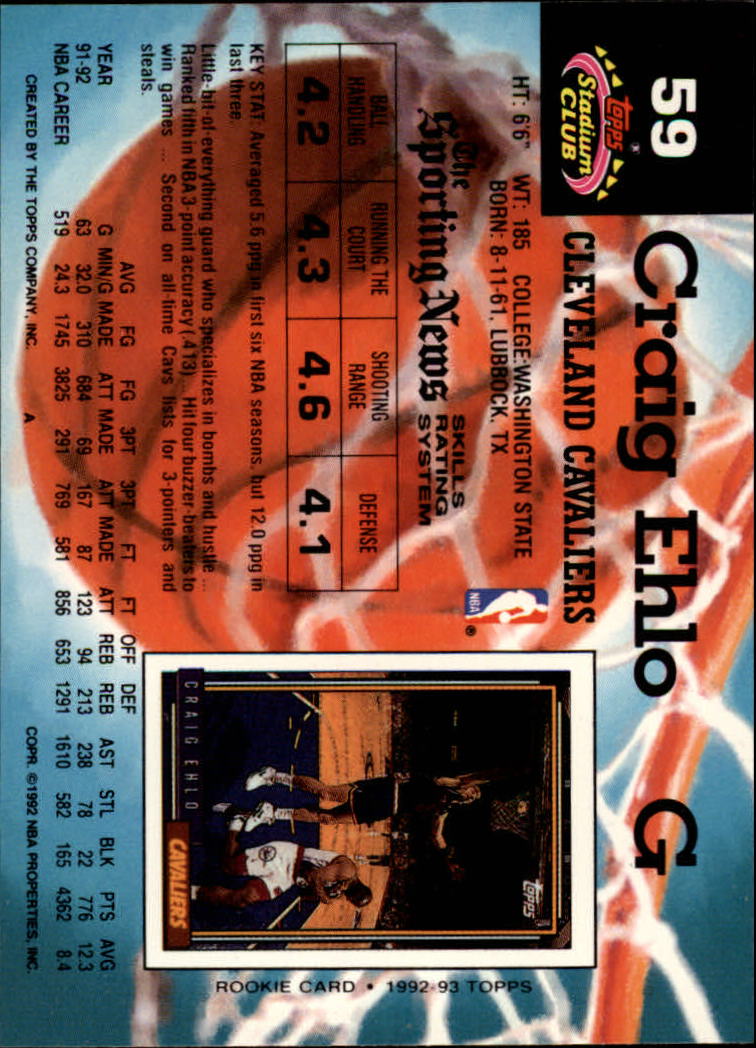 1992-93 Stadium Club #59 Craig Ehlo back image