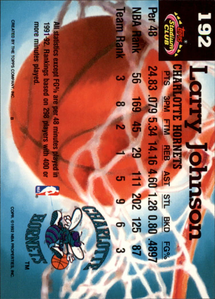 1992-93 Stadium Club #192 Larry Johnson MC back image