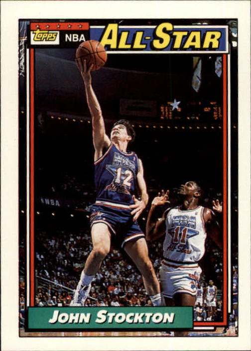 1992-93 Topps #101 John Stockton AS UER/(Listed as Center on card back)