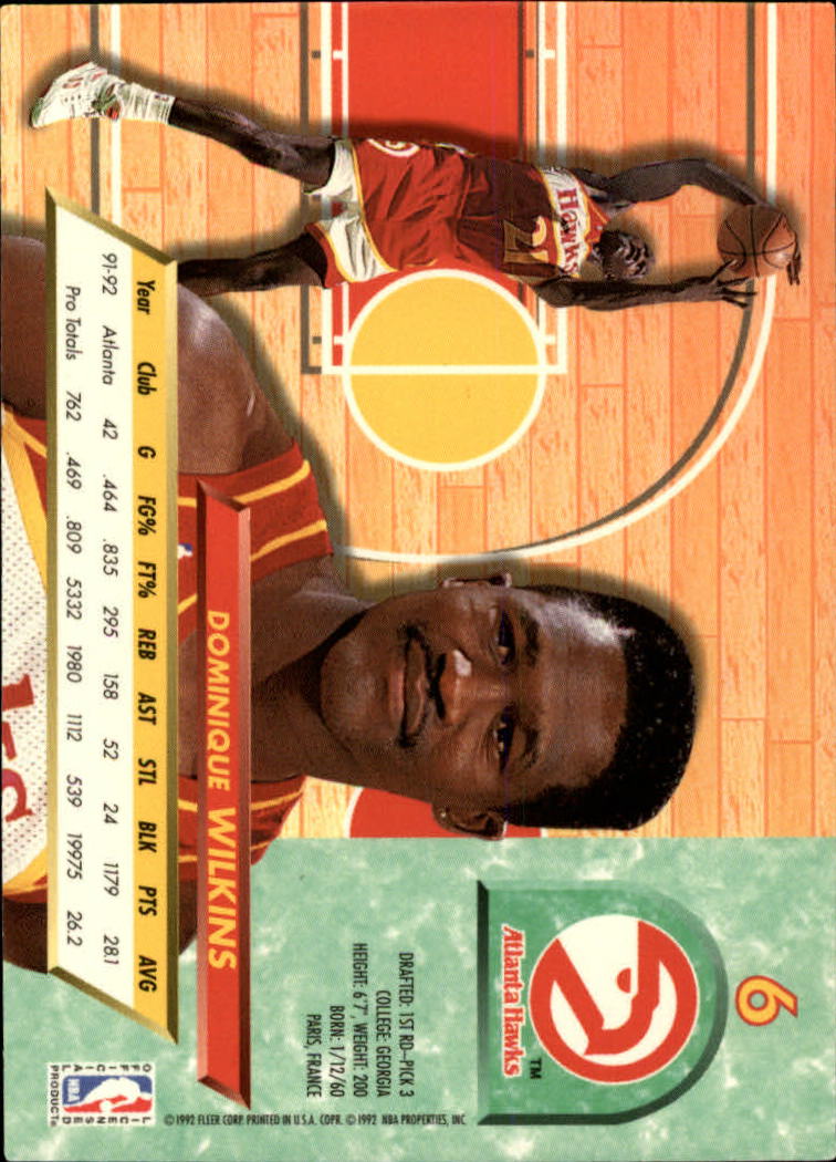 1992-93 Ultra #6 Dominique Wilkins back image