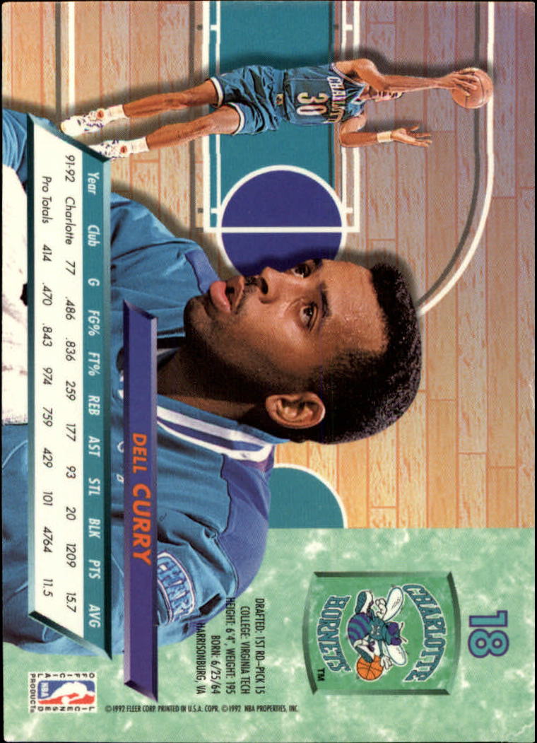 1992-93 Ultra #18 Dell Curry back image
