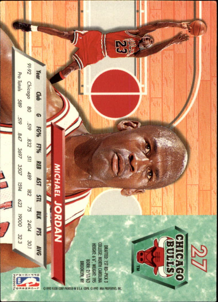 1992-93 Ultra #27 Michael Jordan back image