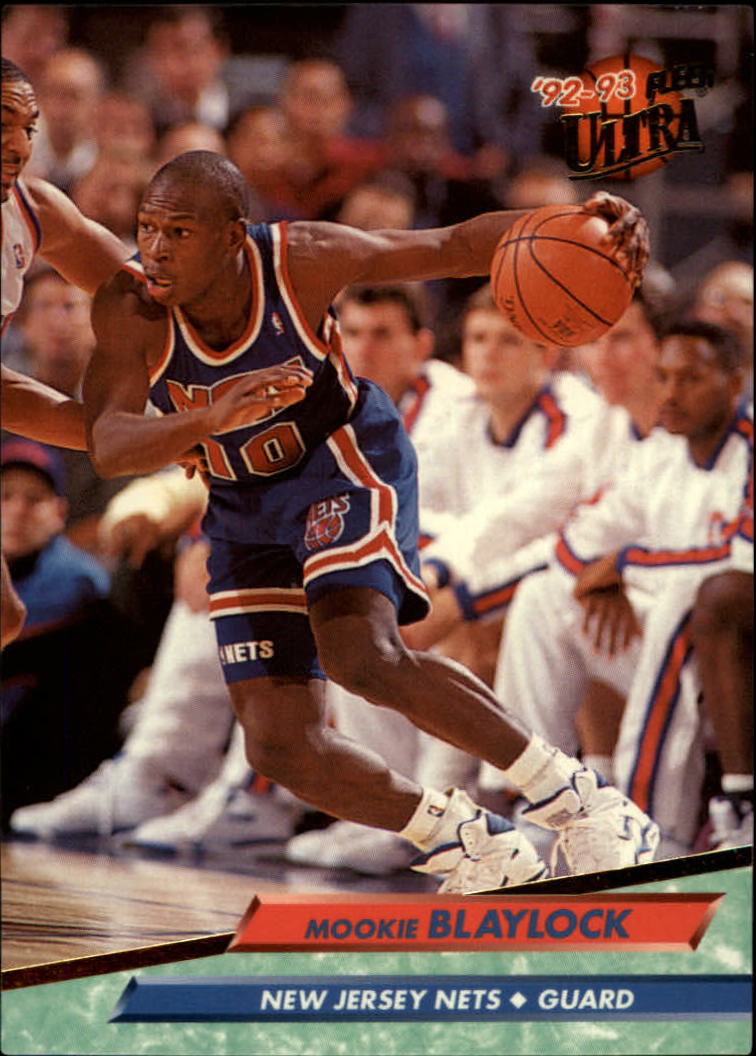 Mookie Blaylock of the New Jersey Nets dribbles up court during a